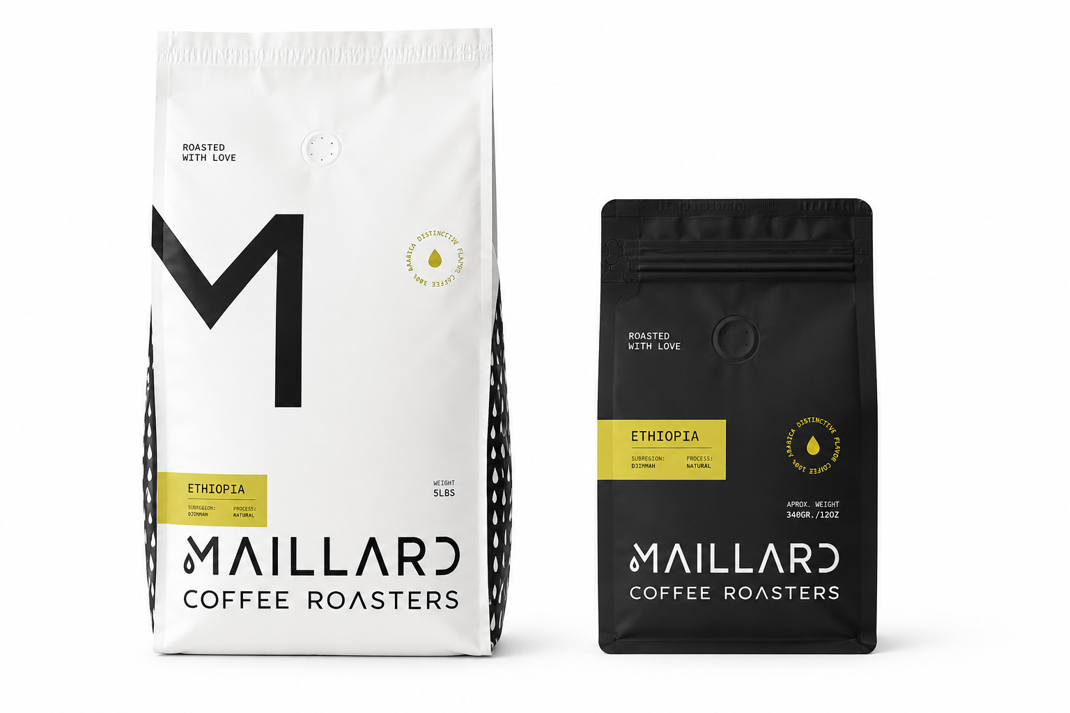 Maillard Coffee Roasters Ethiopia Djimmah Natural Process Coffee Beans 5lb and 12oz Bags